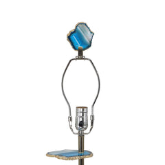 15x29.5 Blue and White Agate Slice Table Lamp with Marble Base