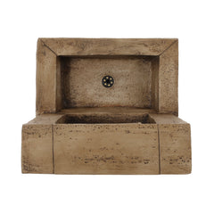 35.25' High Hand Crafted Weather Resistant Floor Fountain with Light Light Brown