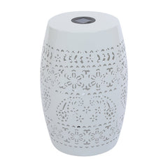 Solar Side Table with Built-in Solar Battery (White)