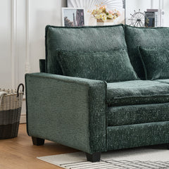 Modern Comfy Chenille L Shaped Sectional Sofa with Movable Ottoman