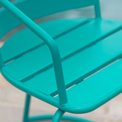 3-Piece Elegant Outdoor Bistro Set with 2 Chairs and Oval Table, Teal