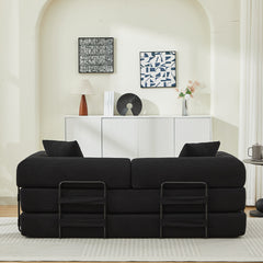 Folding Sofa Bed with Corduroy Upholstery and 2 Pillows