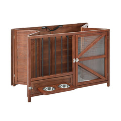 43" Solid Wood Dog Crate Furniture Foldable Indoor Kennel