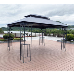13 x 10 ft Patio Gazebo Tent with Ventilated Double Roof and Mosquito Net