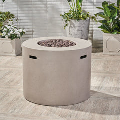 Light Grey Magnesium Oxide 31' Round Fire Pit with 40,000 BTU for Patio Use