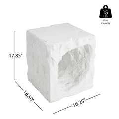 Lyra Outdoor Patio Karst Cave Inspired MGO Side Table White