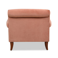 Alana 38" Lawson Accent Arm Chair Metal Casters, Peach Orange Velvet