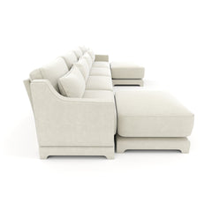 Elegant Four-Seater Sofa with Movable Ottoman and Lumbar Pillow