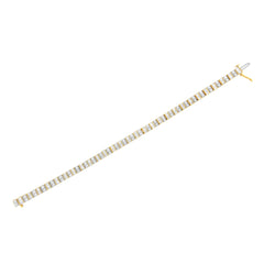 10K Yellow Gold 4.0 Cttw Alternating Baguette & Round Cut Diamond Bezel- & Prong-Set 7" Tennis Bracelet (G-H Color, SI1-SI2 Clarity)
