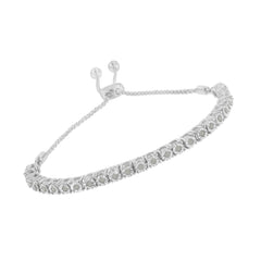 10K Yellow Gold over .925 Sterling Silver 1/4 Cttw Miracle-Set Diamond 4â€-10†Adjustable Bolo Tennis Bracelet (I-J Color, I3 Clarity)