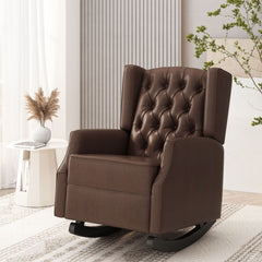 Amedou Contemporary Tufted Wingback Rocking Chair - Dark Brown