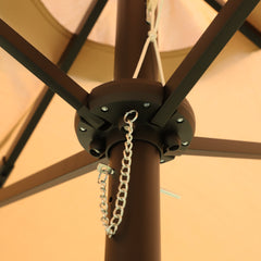 15x9ft Large Double-Sided Rectangular Outdoor Twin Patio Market Umbrella with Light and Base - Taupe