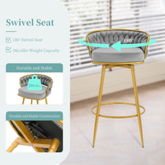 Modern Low Back Upholstered Counter Height Bar Stools (Set of 2)