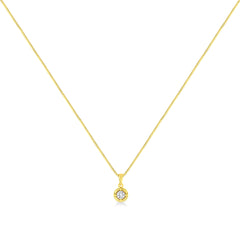 14K Yellow Gold Plated .925 Sterling Silver 1/2 Cttw Brilliant Round Cut Diamond Solitaire Milgrain 18" Pendant Necklace (K-L Color, I2-I3 Clarity)