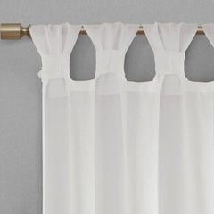 Floral Embellished Cuff Tab Top Solid Curtain Panel