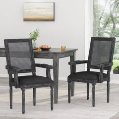 Elegant French Country Style Dining Chair With Cane Backrest