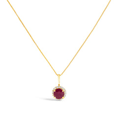 10K White Gold Purple Amethyst and 1/10 Cttw Diamond Accent Halo Pendant Necklace
