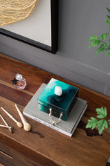 6' x 6' x 5' Bethany Aqua Jewelry Box, Stackable Decorative Storage Boxes With Lids