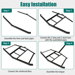 66" Wide Driveway Drag Tow Behind Landscape Leveling Rake with Reinforced Bars-Black