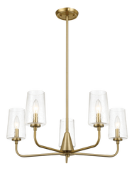 Dazzle Five Lights Chandelier With Clear Seeded Glass - Satin Brass