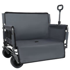3-in-1 Convertible Folding Wagon Cart with Bench Seat & Storage