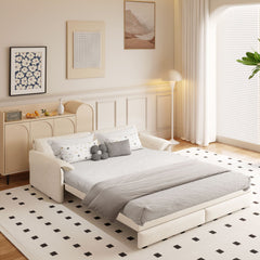 Queen Pull Out Sofa Bed, 3 In 1 Convertible Sleeper Sofa With Side Storage