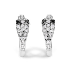 10K White Gold 1/5 Cttw Diamond Snake Eyes Huggy Hoop Earrings