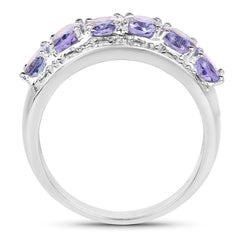 2.64 Carat Genuine Tanzanite .925 Sterling Silver Ring