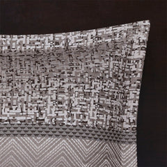 7 Piece Jacquard Comforter Set Grey/Taupe Queen