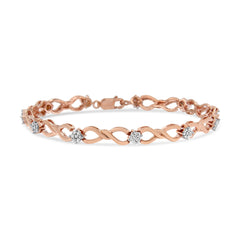 10K Rose Gold Plated .925 Sterling Silver 1/2 Cttw Diamond Infinity Link Tennis Bracelet (H-I Color, I2-I3 Clarity) -7â€