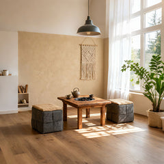 Square Ottoman Foot Rest With Woven Design