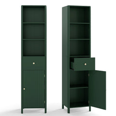 67 Inch Tall Bathroom Cabinet Narrow Floor Cabinet with Fluted Door