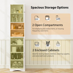67 Inch Tall Bathroom Cabinet Freestanding Storage Cabinet with 5 Adjustable Shelves-White