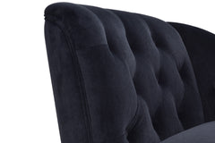 58" Velvet Chaise Lounge with Nailhead Trim and Solid Wood Legs