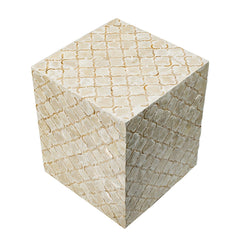 14x14x18' Square Capiz Stool, Cream