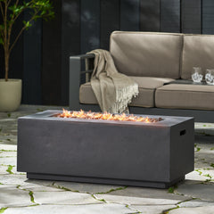 Contemporary Outdoor 40,000 BTU Propane Fire Pit Light Grey MgO Concrete 40'