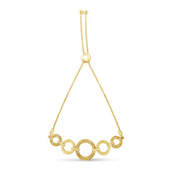 10K Yellow Gold over .925 Sterling Silver Diamond Accented Graduated Infinity Open Circle 6â€-9†Adjustable Bolo Bracelet