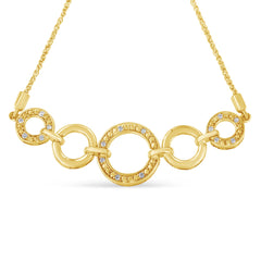 10K Yellow Gold over .925 Sterling Silver Diamond Accented Graduated Infinity Open Circle 6â€-9†Adjustable Bolo Bracelet