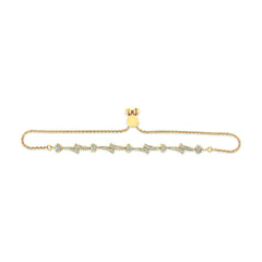 14K Yellow Gold Plated .925 Sterling Silver Diamond Accent Heart and Wave Link Bolo Bracelet (I-J Color, I2-I3 Clarity) - 6" to 9" Adjustable