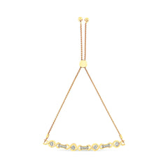 14K Yellow Gold Plated .925 Sterling Silver Channel Set Diamond Accent Twist 4â€-10†Adjustable Bolo Bracelet (I-J Color, I3 Clarity)