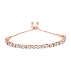 10K Yellow Gold over .925 Sterling Silver 1/4 Cttw Miracle-Set Diamond 4â€-10†Adjustable Bolo Tennis Bracelet (I-J Color, I3 Clarity)