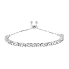 10K Yellow Gold over .925 Sterling Silver 1/4 Cttw Miracle-Set Diamond 4â€-10†Adjustable Bolo Tennis Bracelet (I-J Color, I3 Clarity)