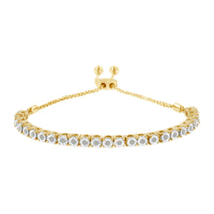 10K Yellow Gold over .925 Sterling Silver 1/4 Cttw Miracle-Set Diamond 4â€-10†Adjustable Bolo Tennis Bracelet (I-J Color, I3 Clarity)