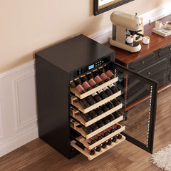 Nuvia 69-Bottle 7.6 Cu.Ft Freestanding Smart Wooden Wine Cooler With LED Touch Display (SAK24861)
