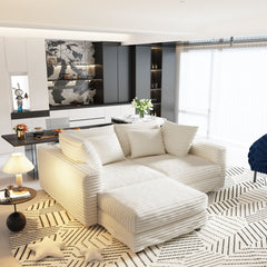 4 Seat Sofa With Soft Pillows And Movable Ottoman