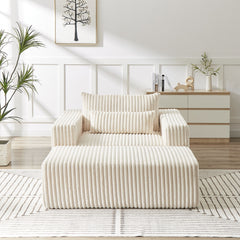 75-Inch Corduroy Sofa Lounge Chair with Removable Footrest