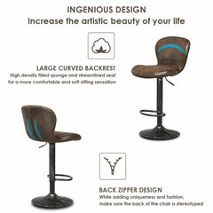 Set of 2 Adjustable Swivel Bar Stools with Hot-Stamping Cloth