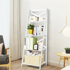 2 Pieces 4-Tier Wood Display Storage Bookshelf Set