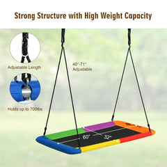 60 Inches Platform Tree Swing Outdoor with 2 Hanging Straps-Multicolor