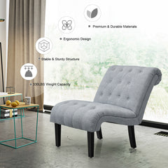 Cotton Linen Fabric Armless Accent Chair with Adjustable Foot Pads